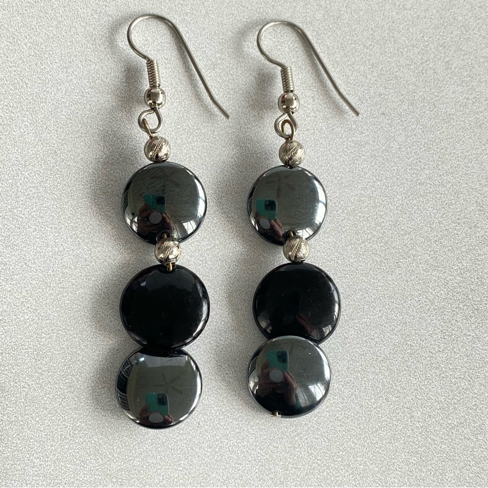 Black and Silver Dangle Earrings